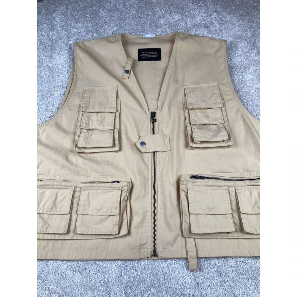Nike Life Utility Vest Sesame Tan Full Zip Cargo Pockets FN3214-252 Size Large